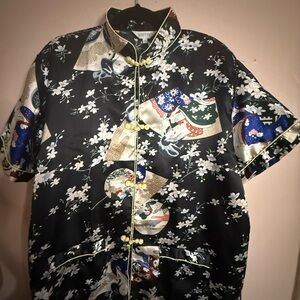 WHITBY Black Floral Kimono with Yellow Accents